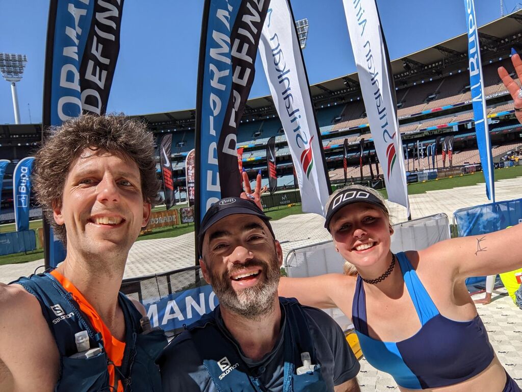 Vee, James and I at the finish of Melbourne Marathon