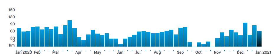 Weekly mileage for the year